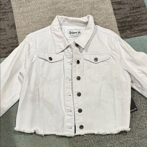 Between Us White Cropped Denim Jacket